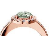 Rose gold Fancy Green Oval Cut Diamond Pavé Halo Ring with Four-Prong Setting_39
