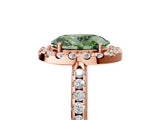 Rose gold Fancy Green Oval Cut Diamond Pavé Halo Ring with Four-Prong Setting_40