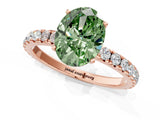 Rose gold Fancy Green Oval Cut Diamond Pavé Solitaire Engagement Ring with Four-Prong Setting_87