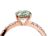 Rose gold Fancy Green Oval Cut Diamond Pavé Solitaire Engagement Ring with Four-Prong Setting_90