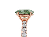 Rose gold Fancy Green Oval Cut Diamond Pavé Solitaire Engagement Ring with Four-Prong Setting_91
