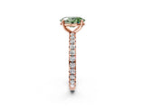 Rose gold Fancy Green Oval Cut Diamond Pavé Solitaire Ring with Round Band and Prong Setting_14