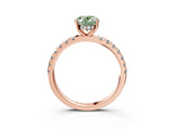 Rose gold Fancy Green Oval Cut Diamond Pave Band Solitaire Ring with Four-Prong Setting_61