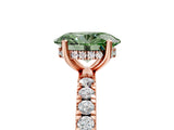 Rose gold Fancy Green Oval Cut Diamond Pave Band Solitaire Ring with Four-Prong Setting_63