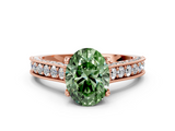 Rose gold Fancy Green Oval  Cut Diamond Pave Band with Four-Prong Setting_35