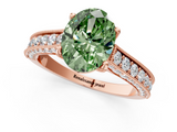 Rose gold Fancy Green Oval  Cut Diamond Pave Band with Four-Prong Setting_36