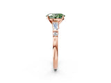 Rose gold Fancy Green Oval  Cut Diamond Ring with Baguette Side Stones, Channel Set Band, and Four-Prong Setting_26