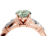 Rose gold Fancy Green Oval  Cut Diamond Ring with Baguette Side Stones, Channel Set Band, and Four-Prong Setting_28