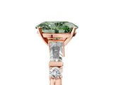 Rose gold Fancy Green Oval  Cut Diamond Ring with Baguette Side Stones, Channel Set Band, and Four-Prong Setting_29