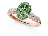 Rose gold Fancy Green Oval  Cut Diamond Ring with Baguette Side Stones, Channel Set Band, and Four-Prong Setting_4