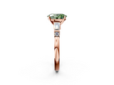 Rose gold Fancy Green Oval  Cut Diamond Ring with Baguette Side Stones, Channel Set Band, and Four-Prong Setting_5