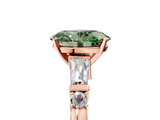 Rose gold Fancy Green Oval  Cut Diamond Ring with Baguette Side Stones, Channel Set Band, and Four-Prong Setting_8