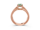 Rose gold Fancy Green Oval Cut Diamond Ring with Milgrain Pavé Band and Four-Prong Setting_23