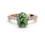 Rose gold Fancy Green Oval  Cut Diamond Ring with Pavé Band and Four-Prong Setting_84