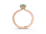 Rose gold Fancy Green Oval  Cut Diamond Ring with Pavé Band and Four-Prong Setting_87