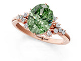 Rose gold Fancy Green Oval Cut Diamond Ring with Side Stones and Four-Prong Setting_13