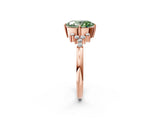 Rose gold Fancy Green Oval Cut Diamond Ring with Side Stones and Four-Prong Setting_169