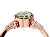 Rose gold Fancy Green Oval Cut Diamond Ring with Side Stones and Four-Prong Setting_171