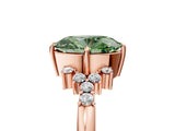 Rose gold Fancy Green Oval Cut Diamond Ring with Side Stones and Four-Prong Setting_172