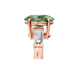 Rose gold Fancy Green Oval  Cut Diamond Ring with Tapered Baguette Side Stones in Four-Prong Setting_8