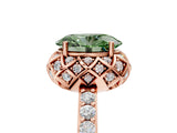 Rose gold Fancy Green Oval Cut Diamond Scalloped Halo Engagement Ring with Round Shared Prong Band_17