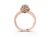 Rose gold Fancy Green Oval Cut Diamond Scalloped Halo Engagement Ring with Round Shared Prong Band_27
