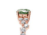 Rose gold Fancy Green Oval Cut Diamond Scattered Round Accent Ring with Prong Setting_17