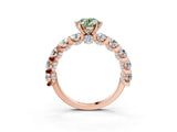 Rose gold Fancy Green Oval Cut Diamond Side Stone Engagement Ring with Four-Prong Setting_30