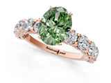 Rose gold Fancy Green Oval Cut Diamond Side Stone Engagement Ring with Four-Prong Setting_37