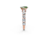 Rose gold Fancy Green Oval Cut Diamond Side Stone Engagement Ring with Four-Prong Setting_38