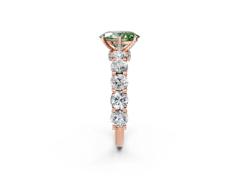Rose gold Fancy Green Oval Cut Diamond Side Stone Engagement Ring with Four-Prong Setting_38