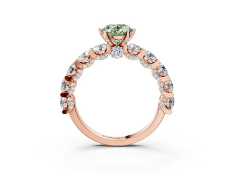 Rose gold Fancy Green Oval Cut Diamond Side Stone Engagement Ring with Four-Prong Setting_39