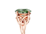 Rose gold Fancy Green Oval Cut Diamond Solitaire Celtic Knot Ring with Four-Prong Setting_65