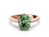 Rose gold Fancy Green Oval Cut Diamond Solitaire Engagement Ring with Cathedral Setting and Four-Prong Mount_111