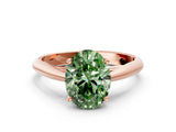 Rose gold Fancy Green Oval Cut Diamond Solitaire Engagement Ring with Cathedral Setting and Four-Prong Mount_90