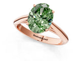 Rose gold Fancy Green Oval Cut Diamond Solitaire Engagement Ring with Cathedral Setting and Four-Prong Mount_91