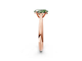 Rose gold Fancy Green Oval Cut Diamond Solitaire Engagement Ring with Cathedral Setting and Four-Prong Mount_92