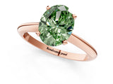 Rose gold Fancy Green Oval Cut Diamond Solitaire Engagement Ring with Classic Band and Four-Prong Setting_25