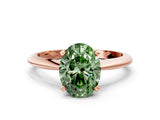 Rose gold Fancy Green Oval Cut Diamond Solitaire Engagement Ring with Classic Band and Four-Prong Setting_87