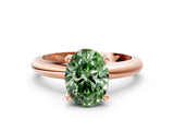 Rose gold Fancy Green Oval Cut Diamond Solitaire Engagement Ring with Round Band and Four-Prong Setting_147