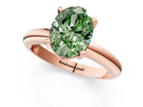 Rose gold Fancy Green Oval Cut Diamond Solitaire Engagement Ring with Round Band and Four-Prong Setting_148