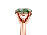 Rose gold Fancy Green Oval Cut Diamond Solitaire Engagement Ring with Round Band and Four-Prong Setting_152