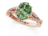 Rose gold Fancy Green Oval Cut Diamond Solitaire Engagement Ring with Twisted Pavé Band and Four-Prong Setting_45