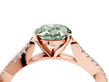 Rose gold Fancy Green Oval Cut Diamond Solitaire Engagement Ring with Twisted Pavé Band and Four-Prong Setting_48