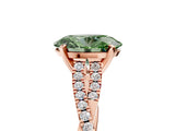 Rose gold Fancy Green Oval Cut Diamond Solitaire Engagement Ring with Twisted Pavé Band and Four-Prong Setting_49