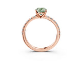 Rose gold Fancy Green Oval Cut Diamond Solitaire Pavé Engagement Ring with Round Band and Prong Setting_17
