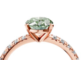 Rose gold Fancy Green Oval Cut Diamond Solitaire Pavé Engagement Ring with Round Band and Prong Setting_18