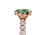 Rose gold Fancy Green Oval Cut Diamond Solitaire Pavé Engagement Ring with Round Band and Prong Setting_19