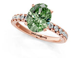 Rose gold Fancy Green Oval Cut Diamond Solitaire Pavé Engagement Ring with Round Band and Prong Setting_51