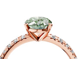 Rose gold Fancy Green Oval Cut Diamond Solitaire Pavé Engagement Ring with Round Band and Prong Setting_54